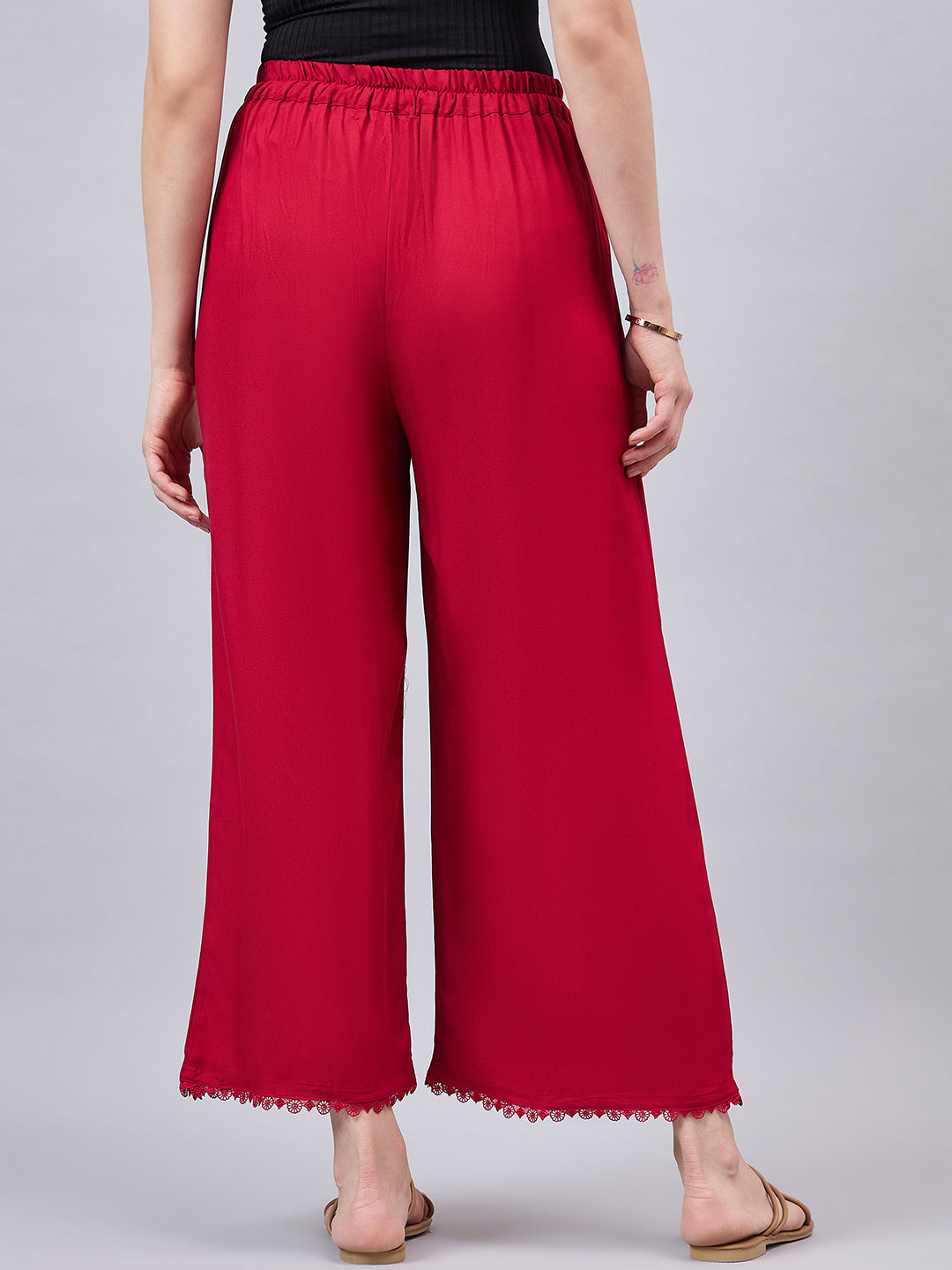 Maroon Lace Palazzos