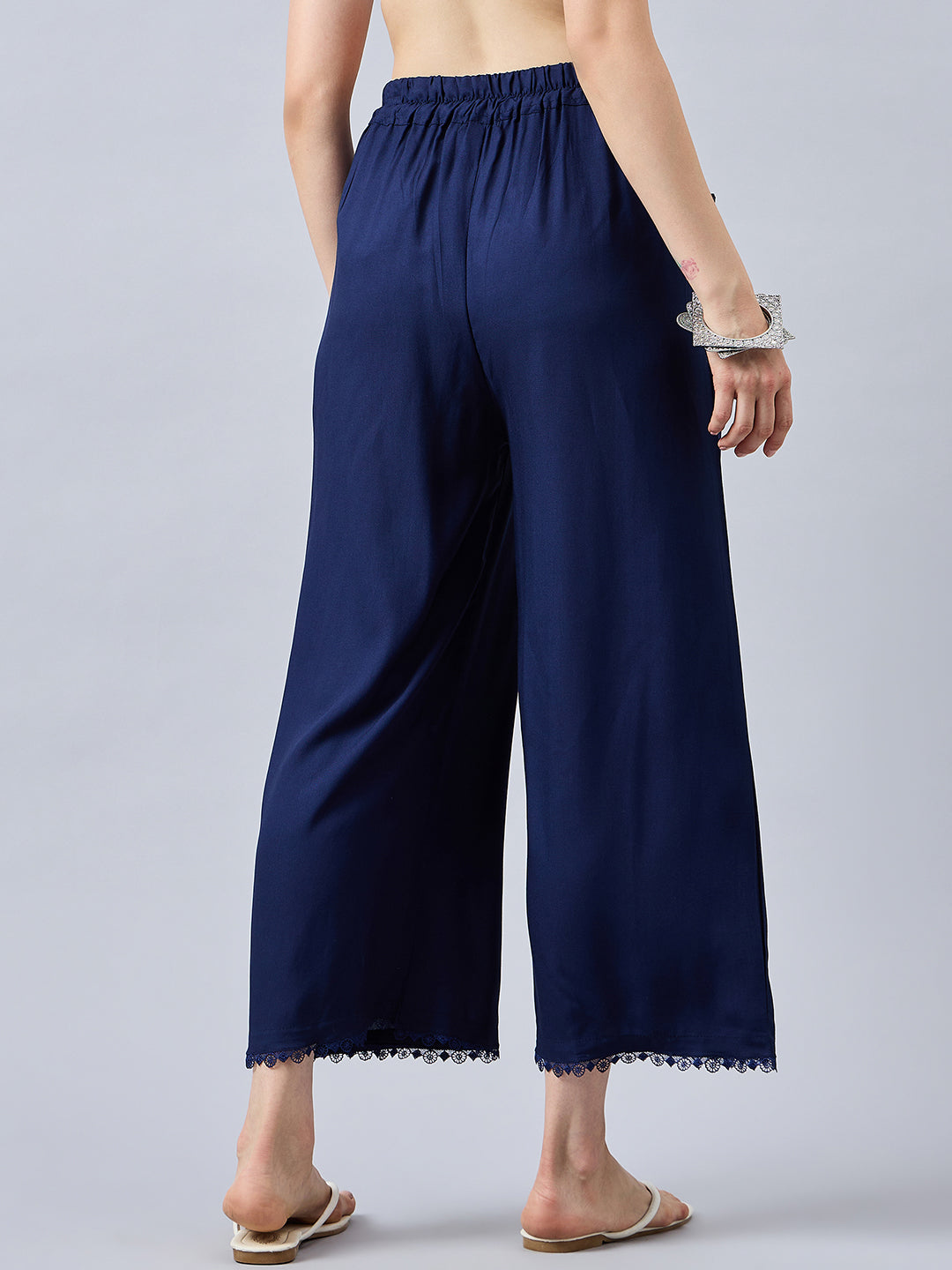 Navy Blue Lace Palazzos