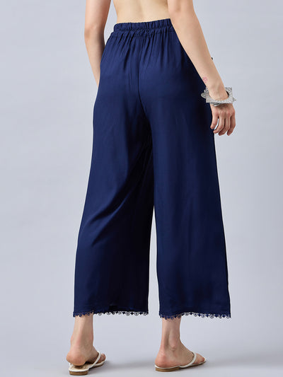 Navy Blue Lace Palazzos