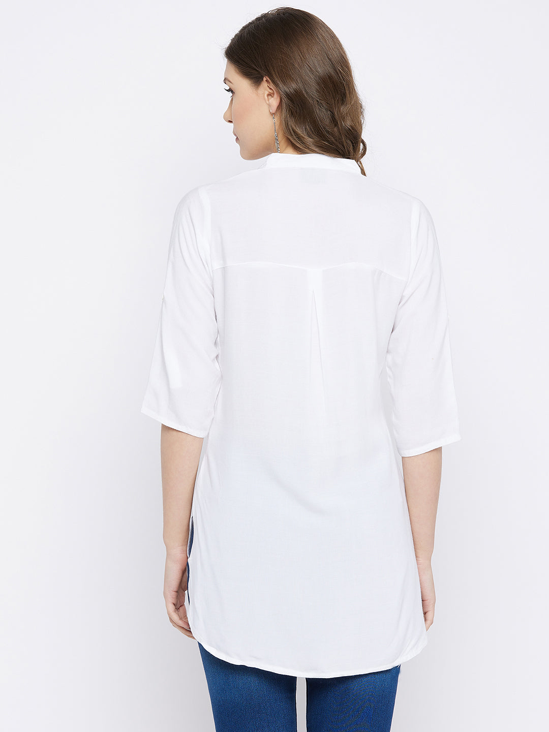 White Solid Coloured Short Kurti - 32" Length 2XL