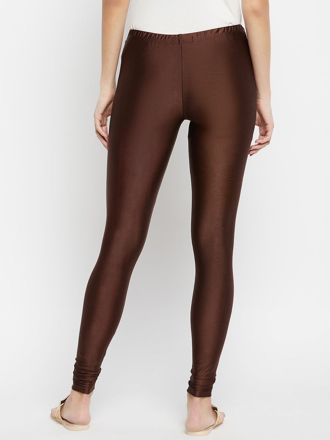 Cream Metallic Leggings - Ankle Length