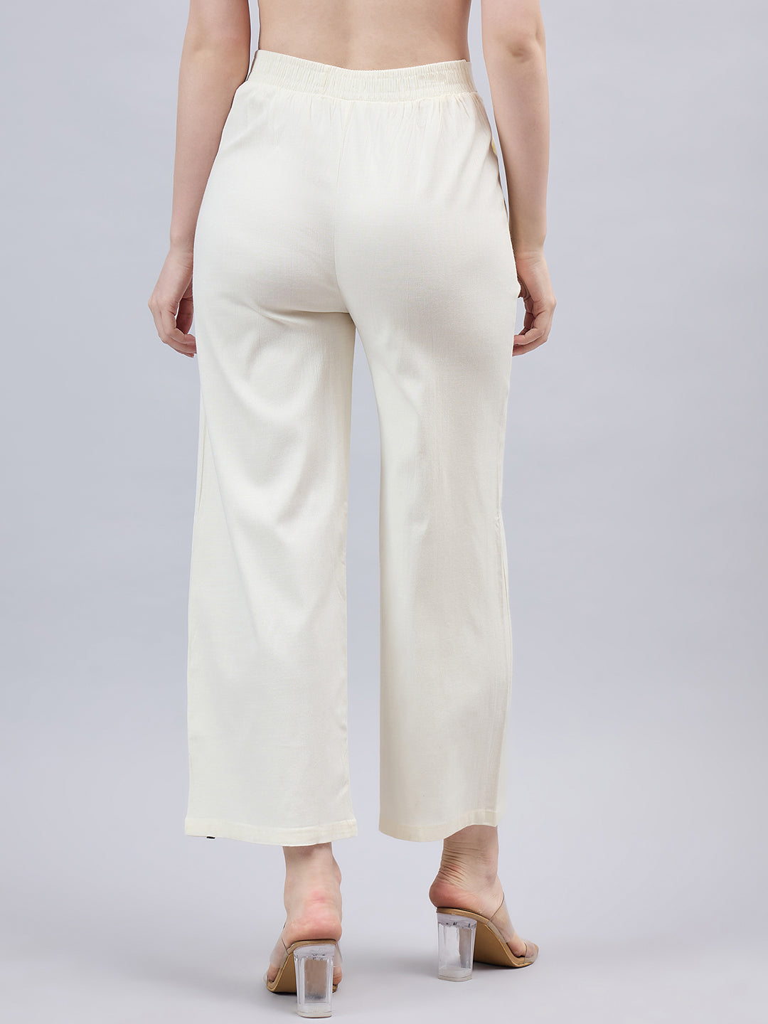 Cream Bell Bottom Pants