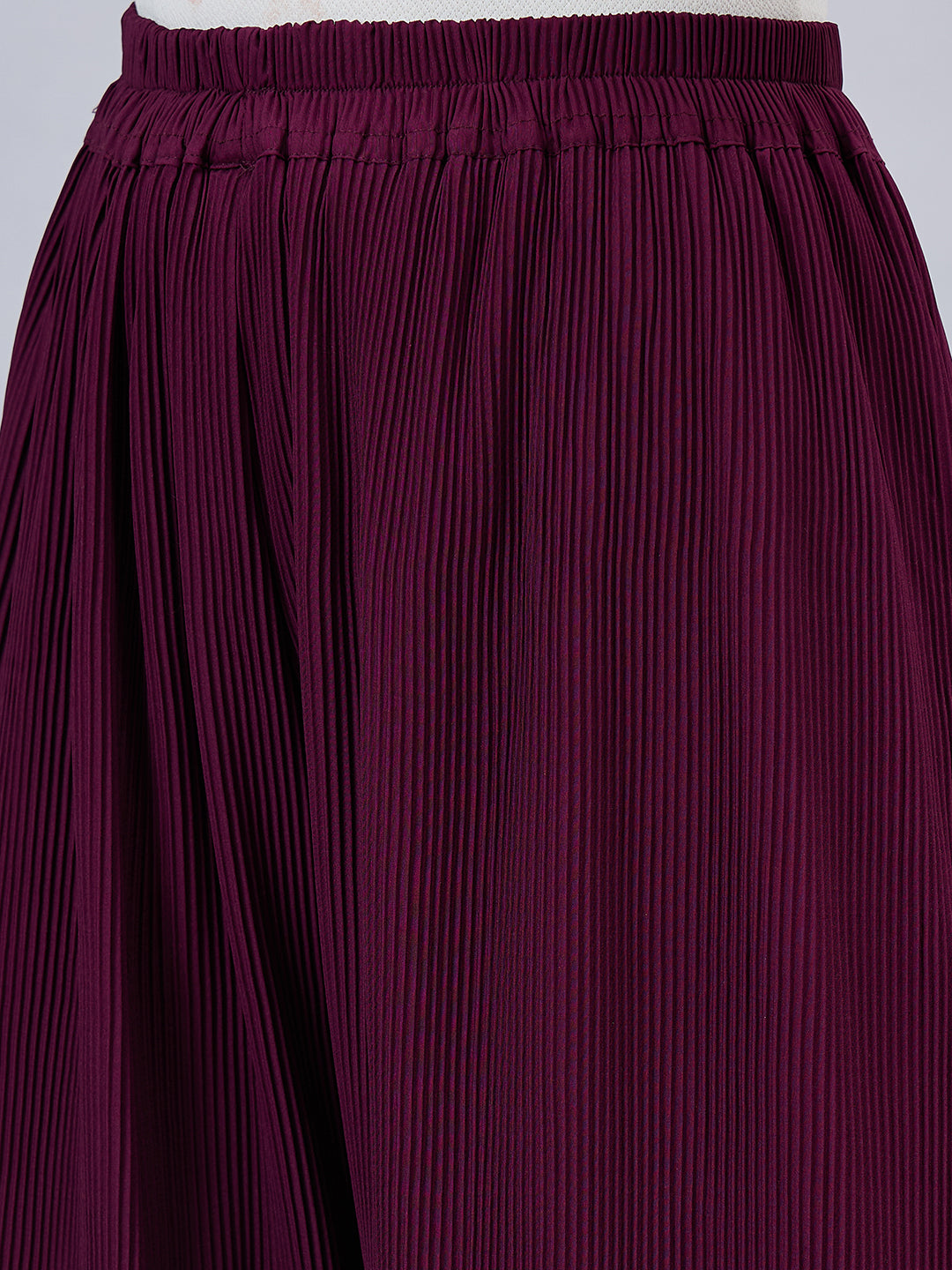 Wine Pleated Chiffon Palazzo