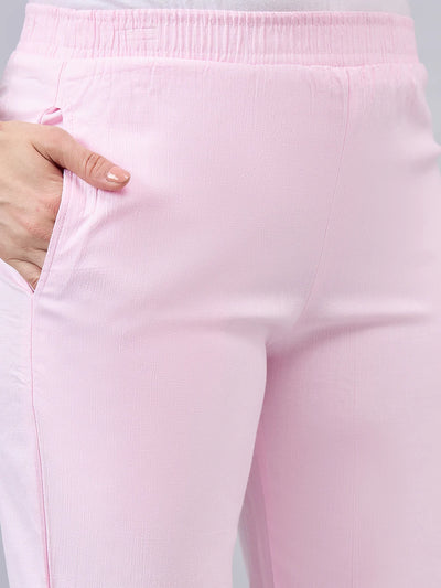 Baby Pink Regular Fit Potli Pants