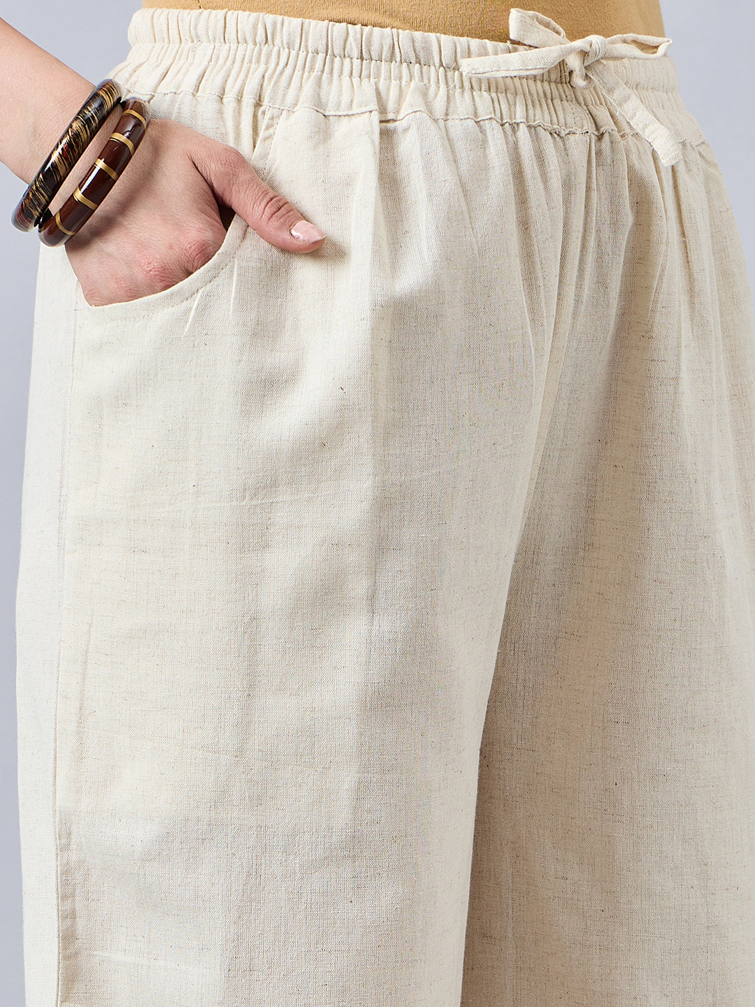 Cotton Palazzo With Wine Lace Detailing