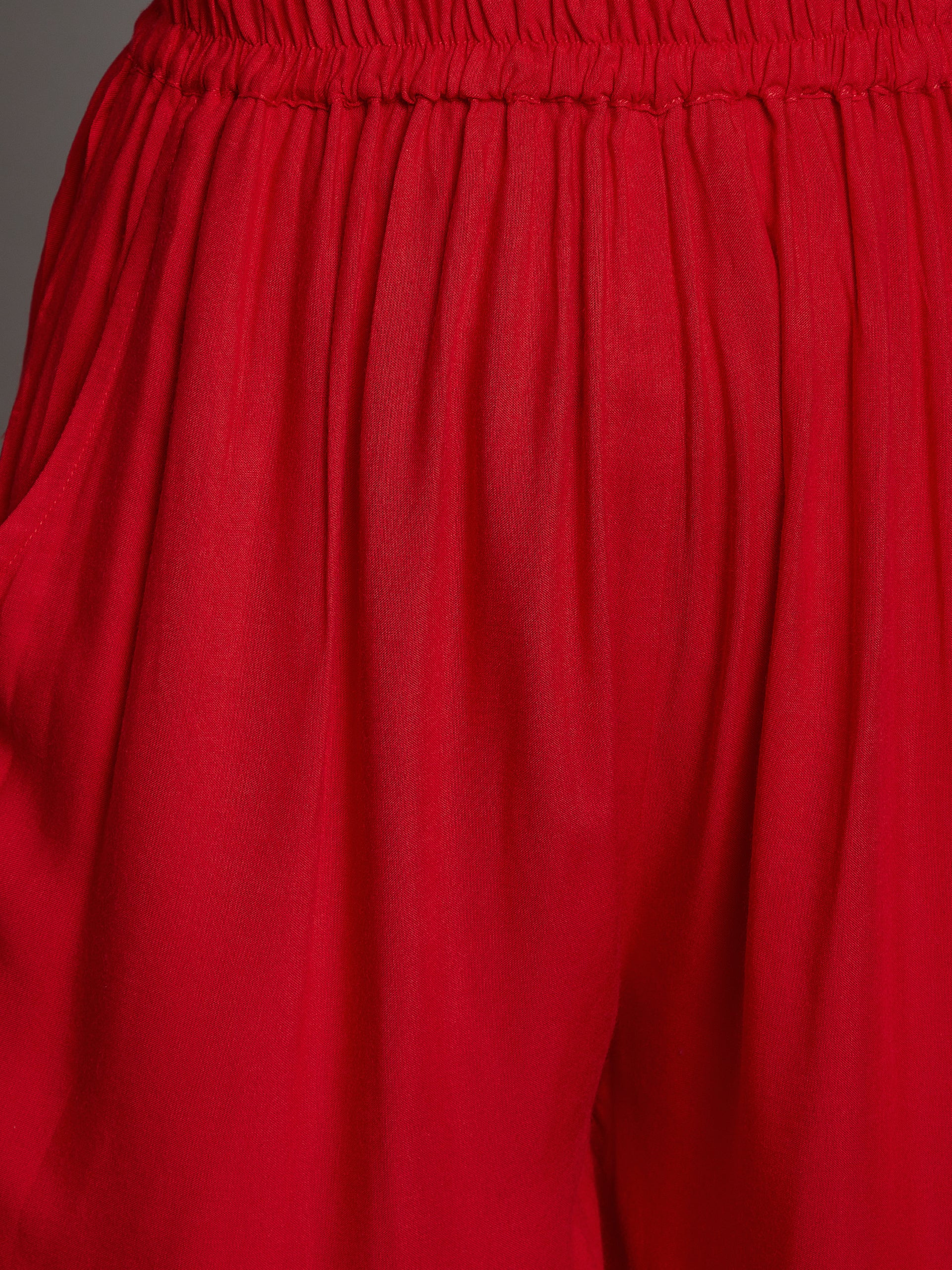 Red Plain Rayon Palazzo