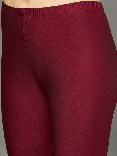 Maroon Metallic Leggings - Chudi Length