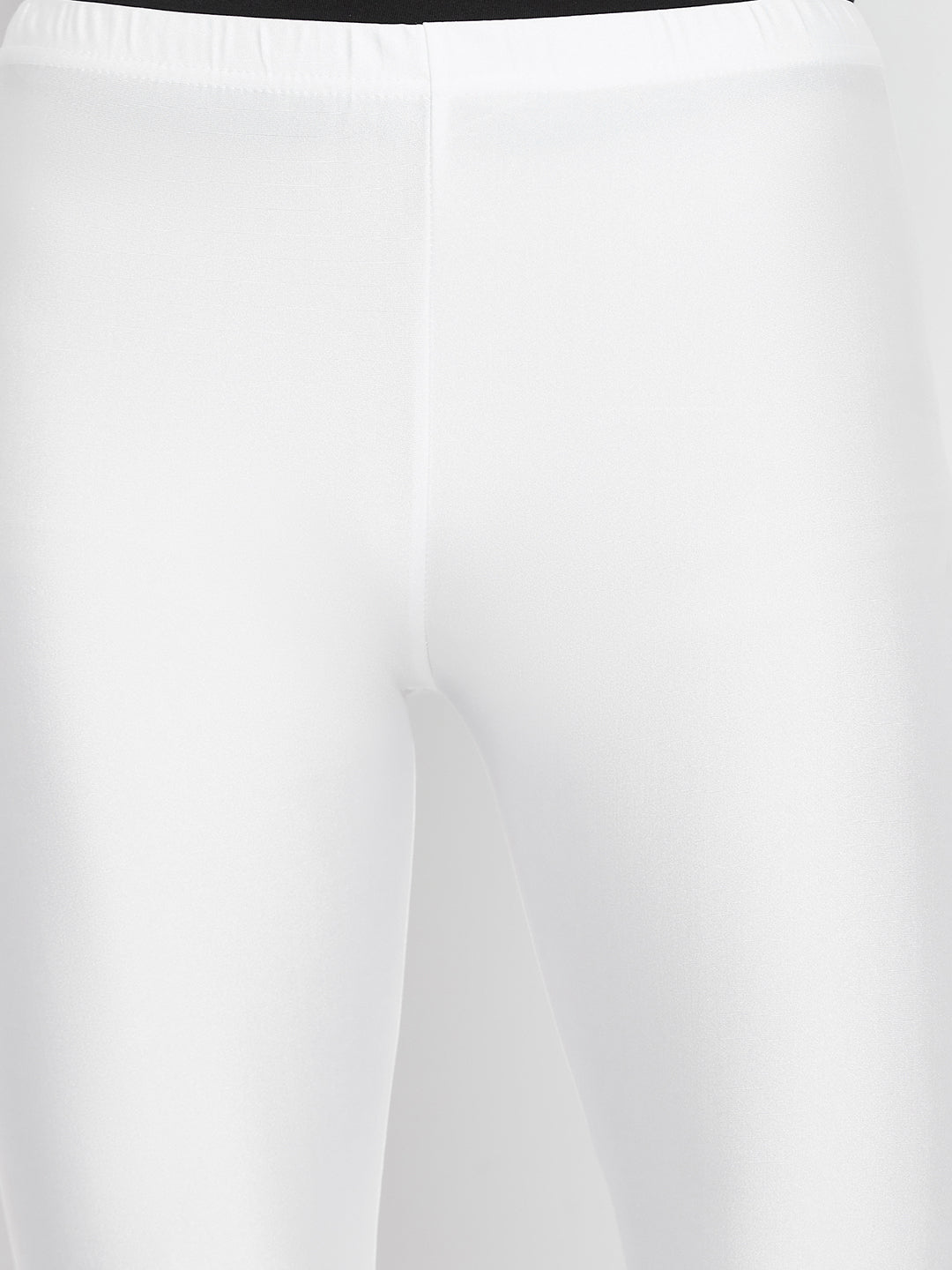 Cream Metallic Leggings - Ankle Length