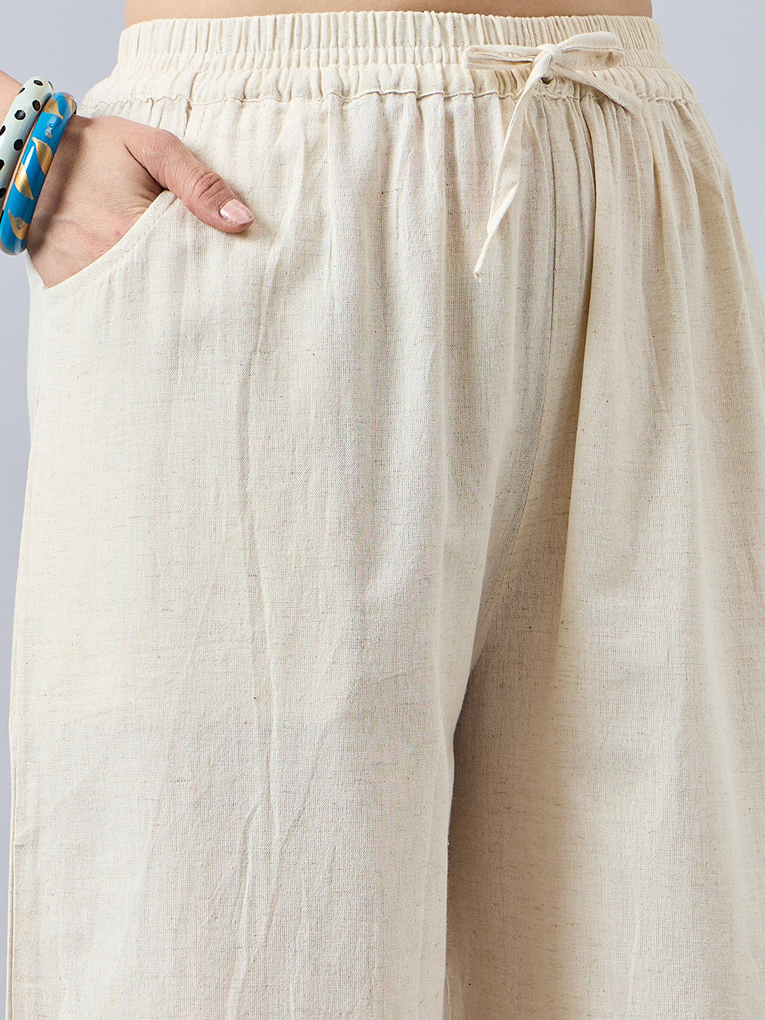 Cotton Palazzo With Royal Blue Lace Detailing