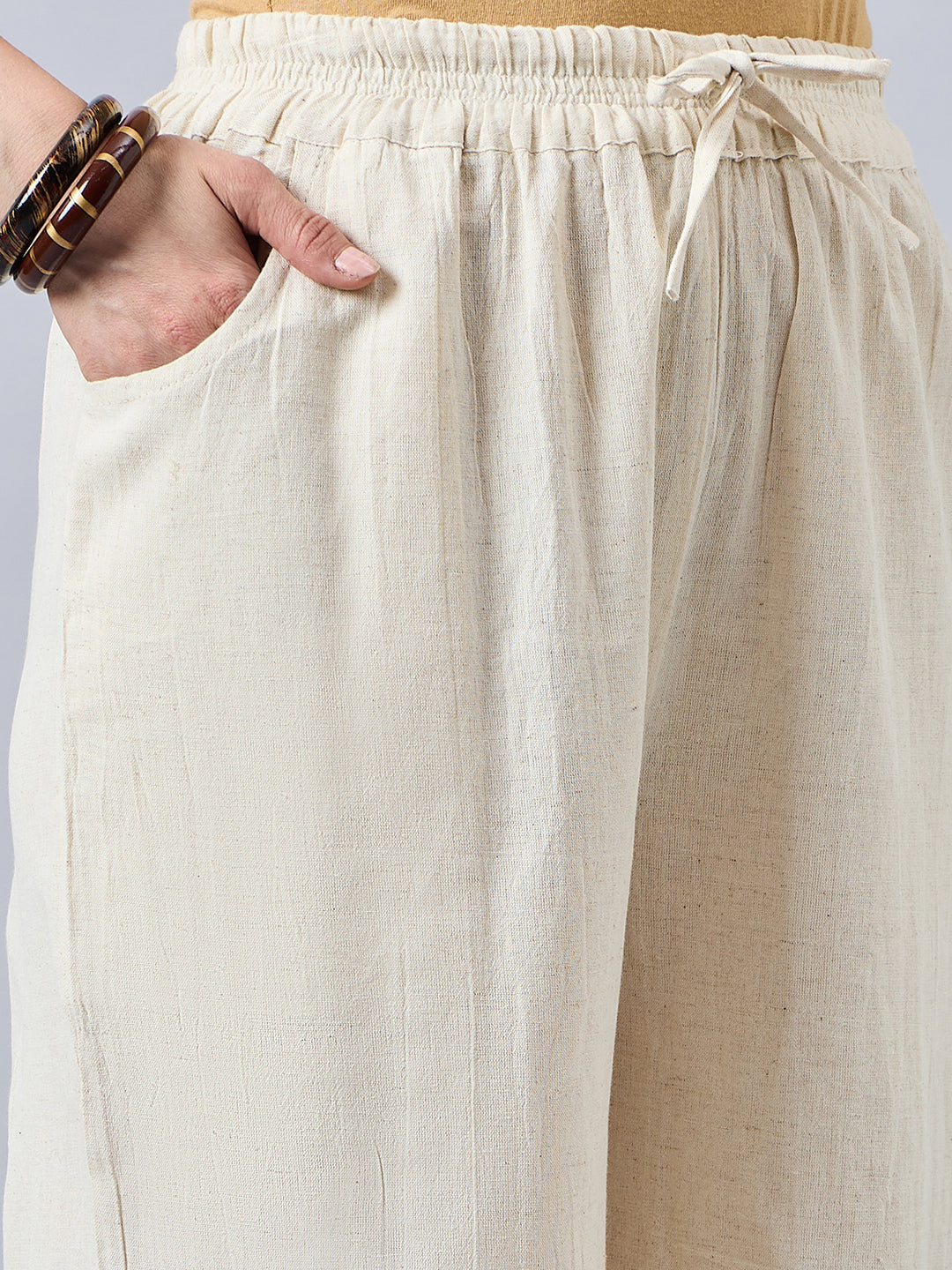 Cotton Palazzo With Black Lace Detailing