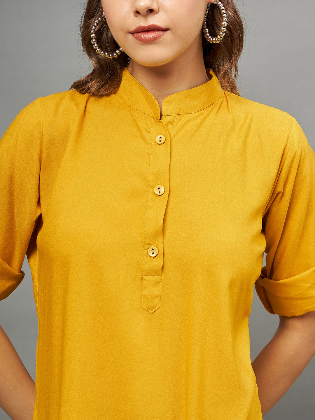 Bottle Green Solid Coloured Short Kurti - 32" Length