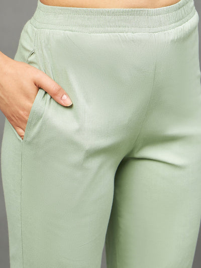 Pista Green Colour Straight Pant