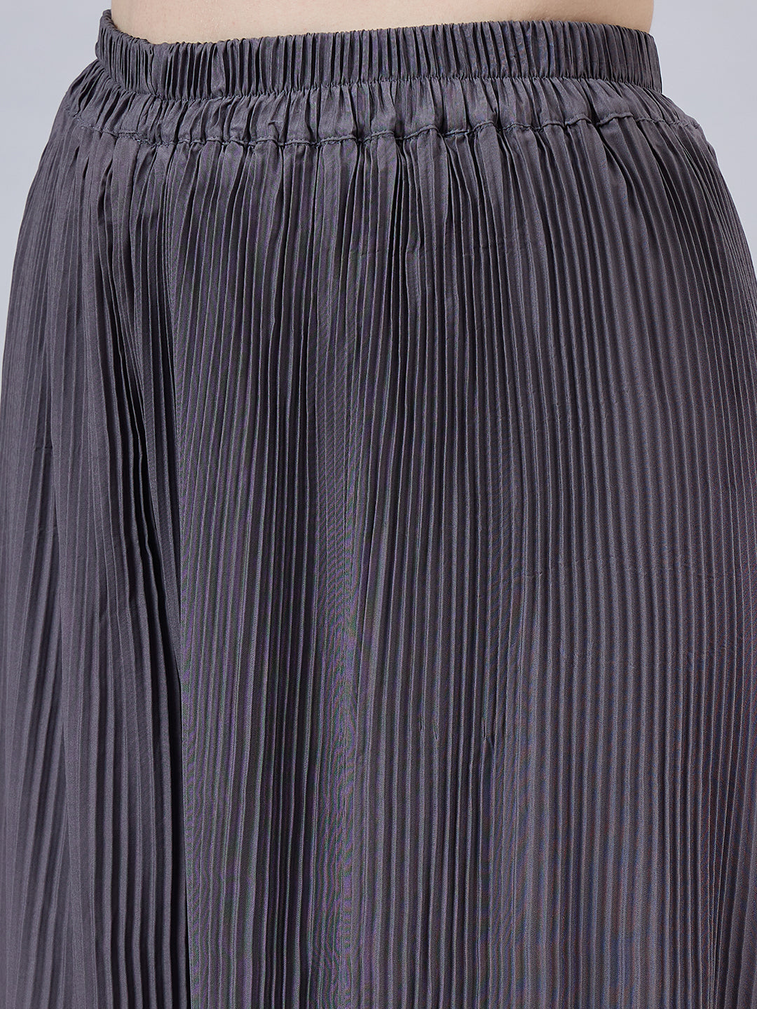 Grey Pleated Chiffon Palazzo