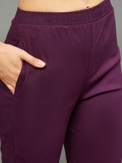 Purple Colour Straight Pant