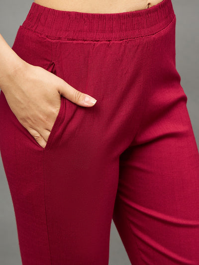 Maroon Colour Straight Pant