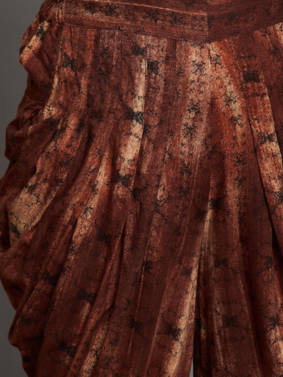 Brown Printed Dhoti
