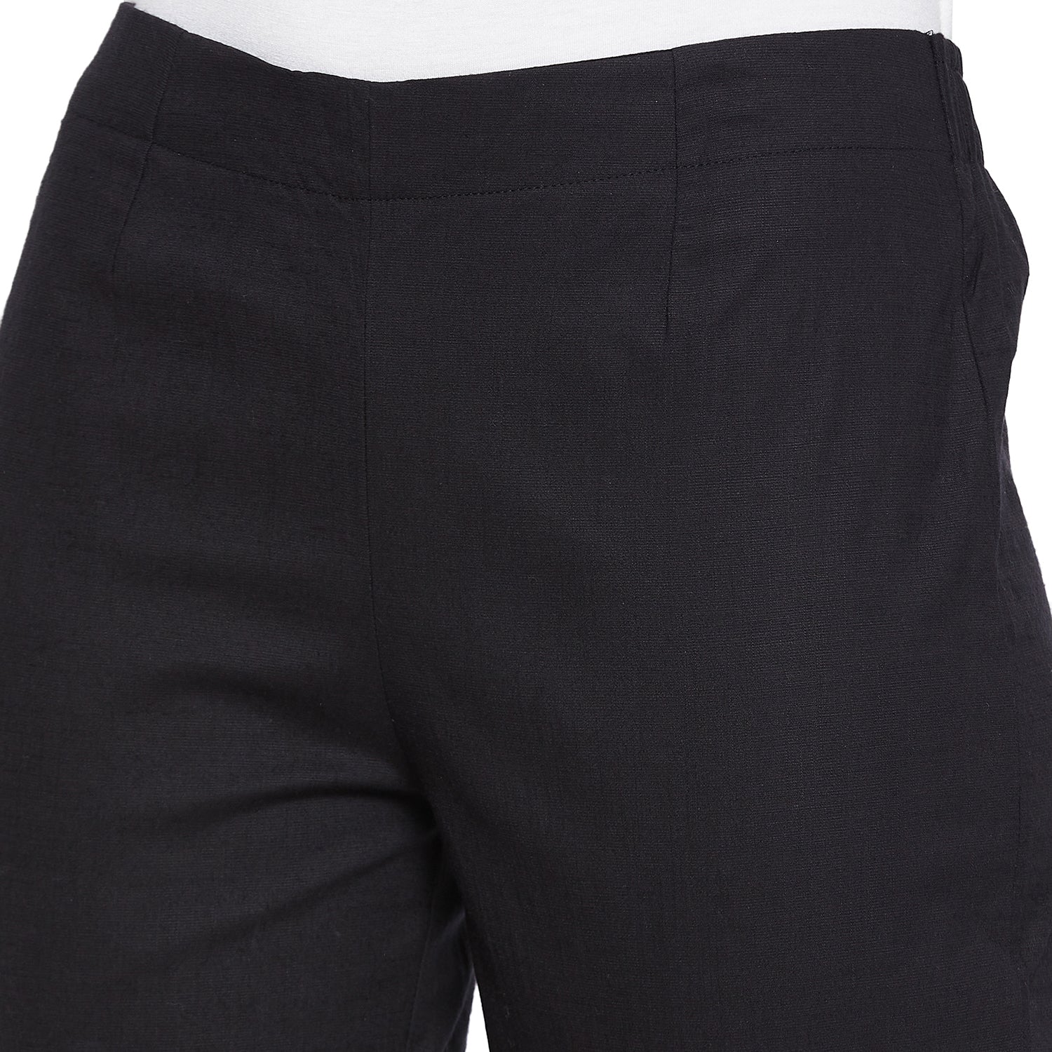 Black Embroidery Lace Cotton Lycra Pants