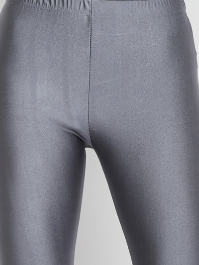 Dark Grey Metallic Leggings - Ankle Length