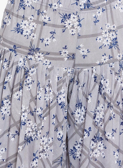Lilac Floral Printed Dhoti