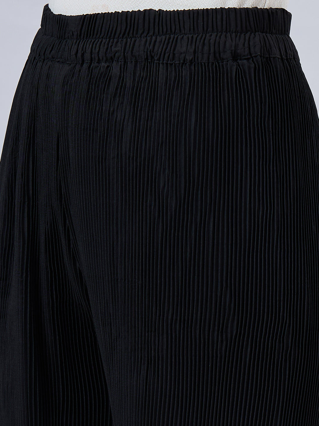 Black Pleated Chiffon Palazzo