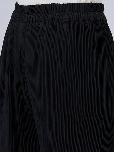 Black Pleated Chiffon Palazzo