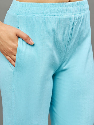 Sky Blue Colour Straight Pant