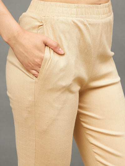 Beige Colour Straight Pant