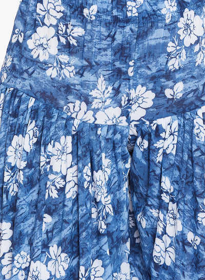 Floral Blue Printed Dhoti