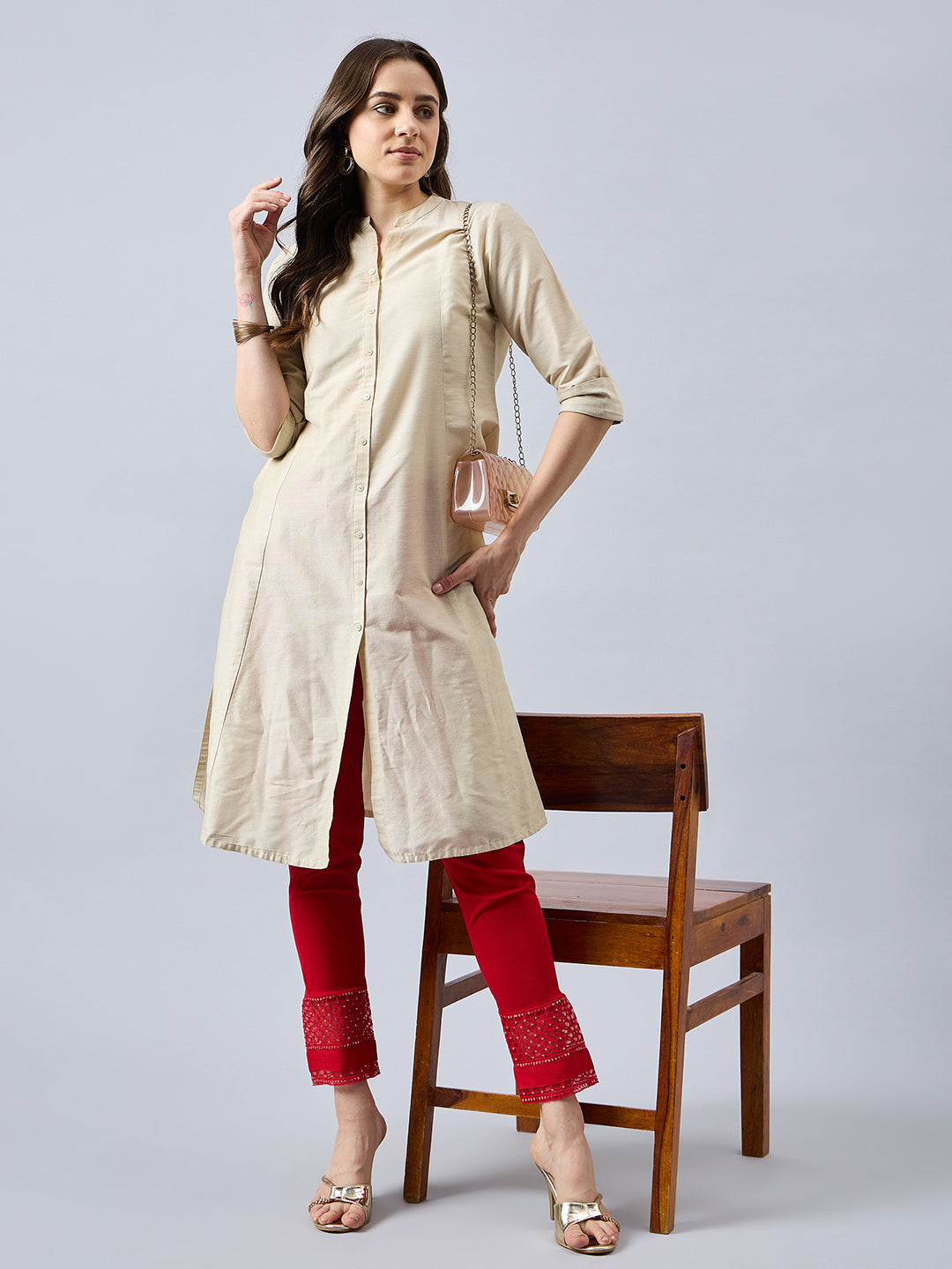 Red Sequin Lace Pants