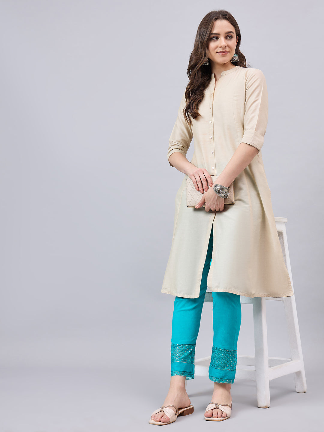 Rama Green Sequin Lace Pants