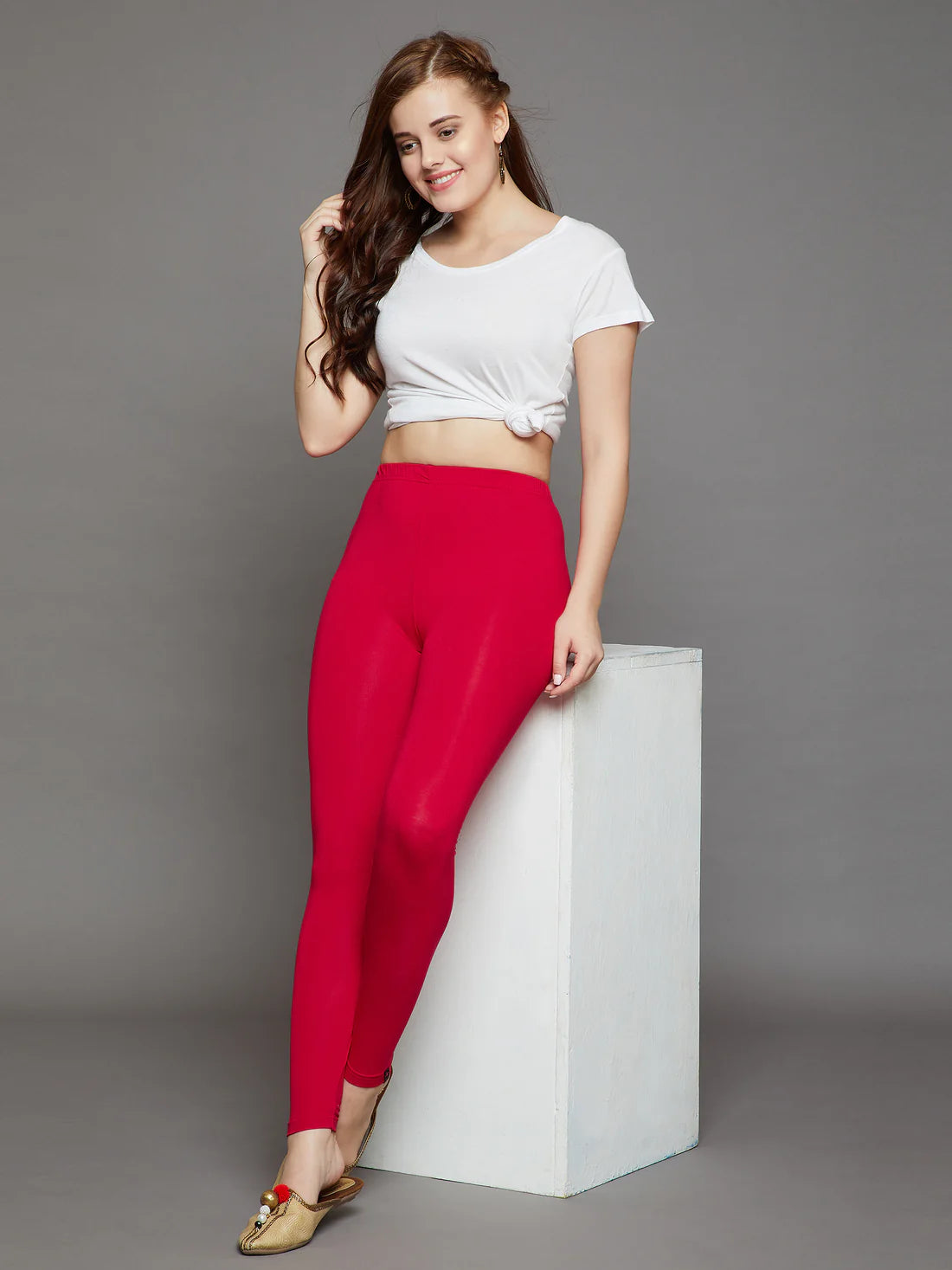 Red Viscose Ankle Legging