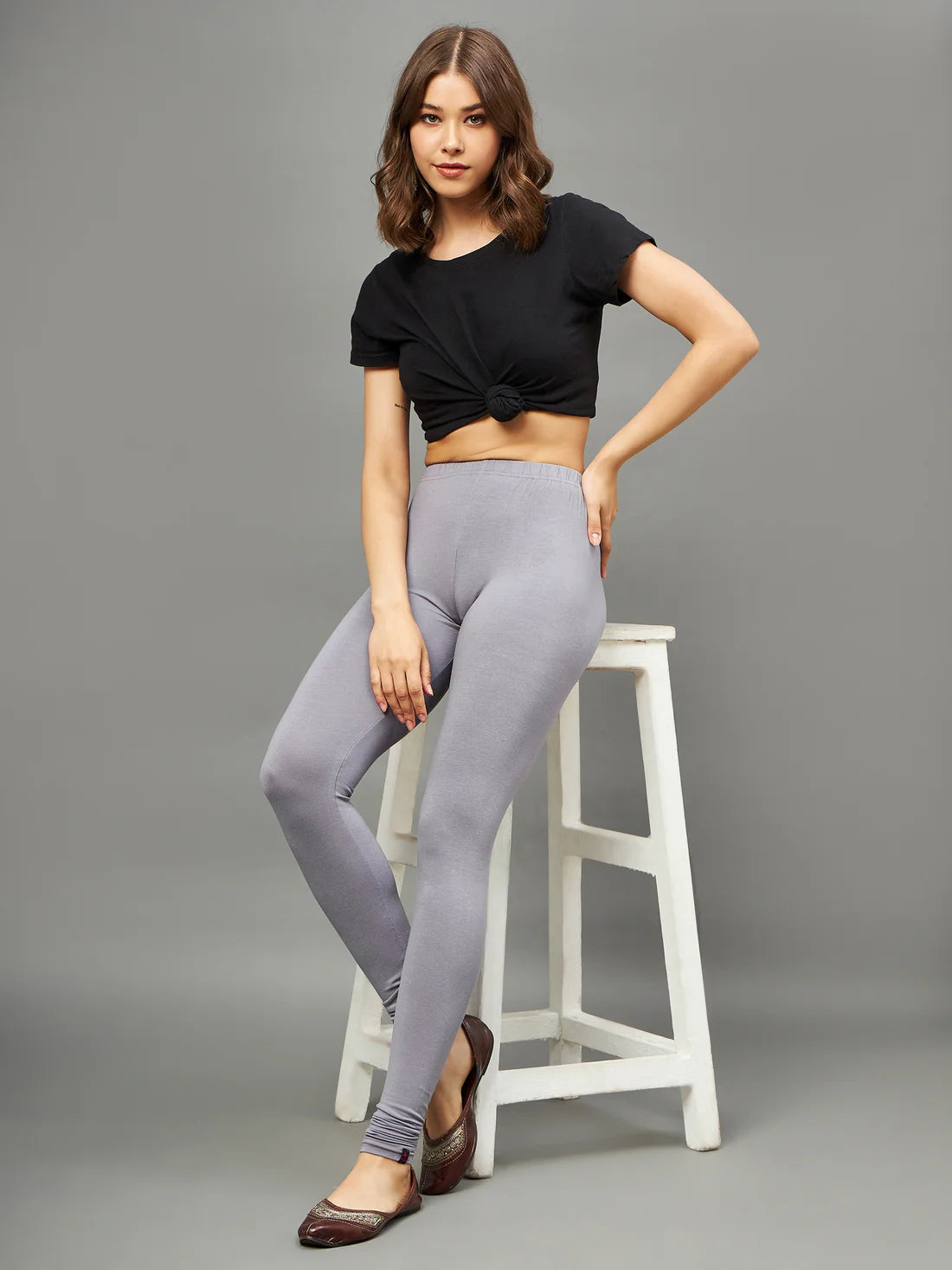 Light Grey Viscose Ankle Legging