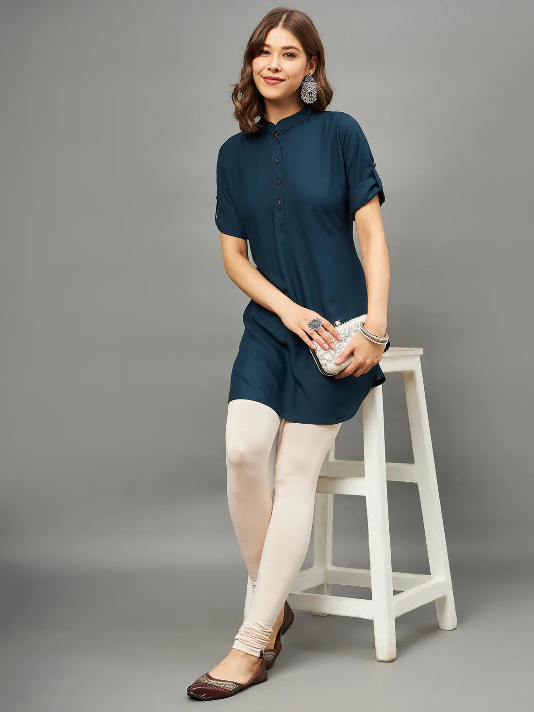 Cream Viscose Ankle Legging