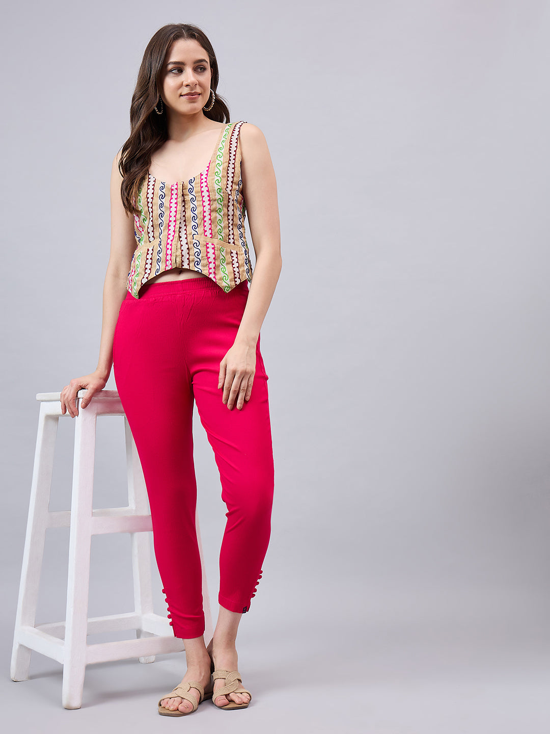 Pink Regular Fit Potli Pants