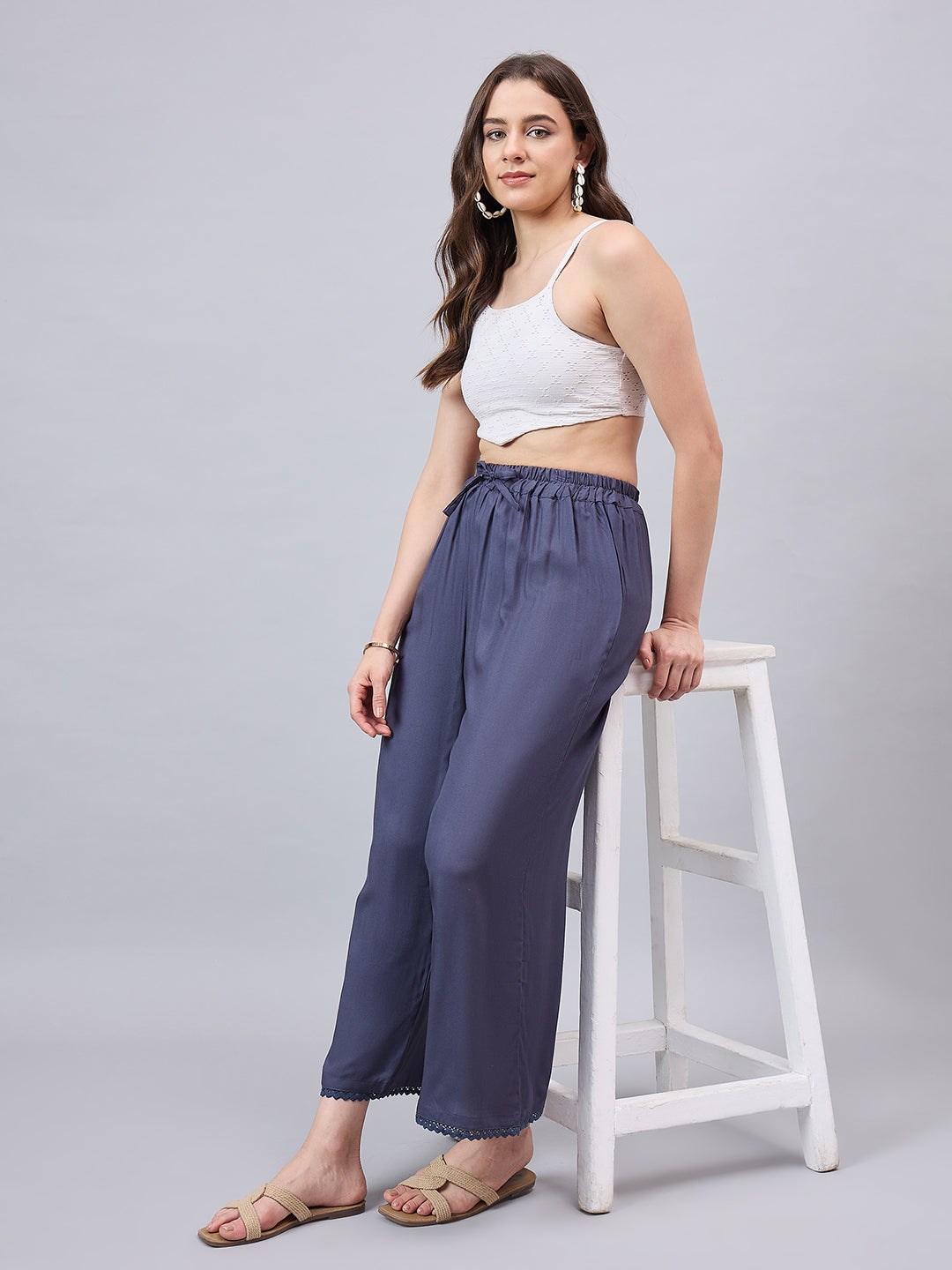 Dark Grey Lace Palazzos