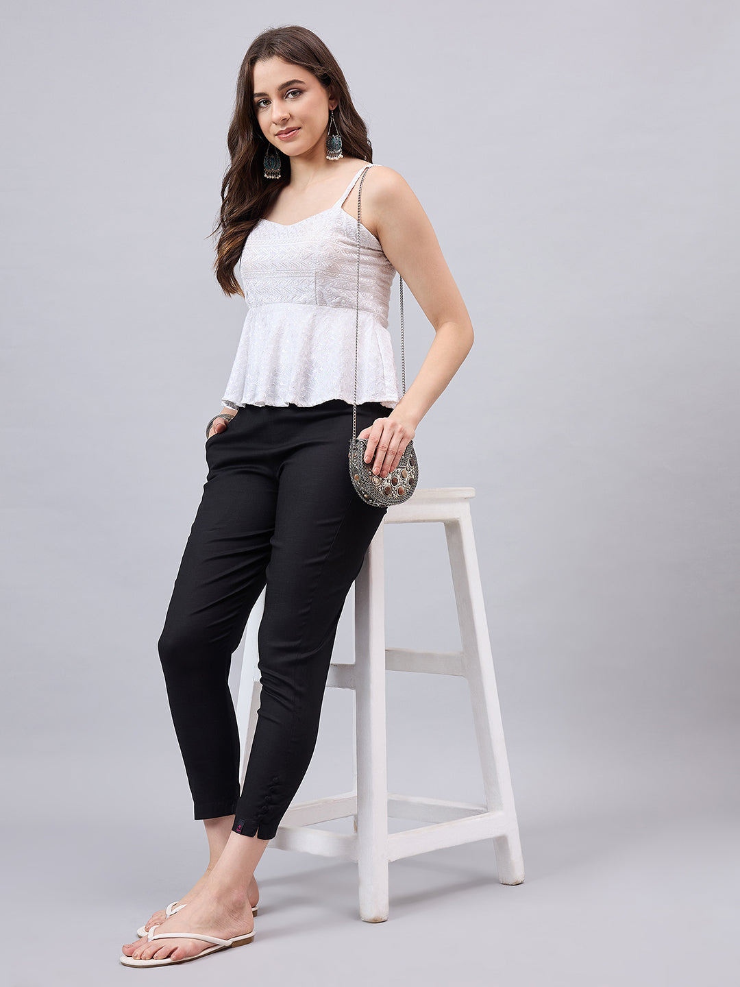 Black Regular Fit Potli Pants