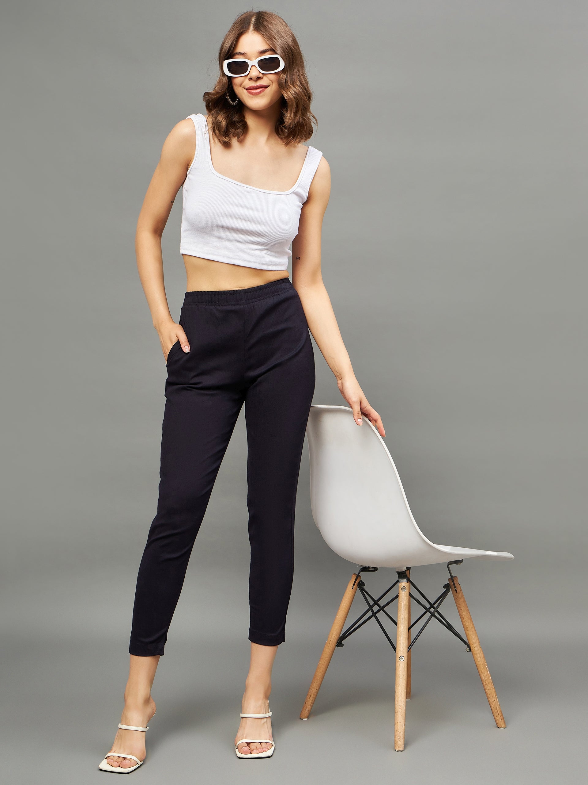 Navy Blue Colour Straight Pant 3XL