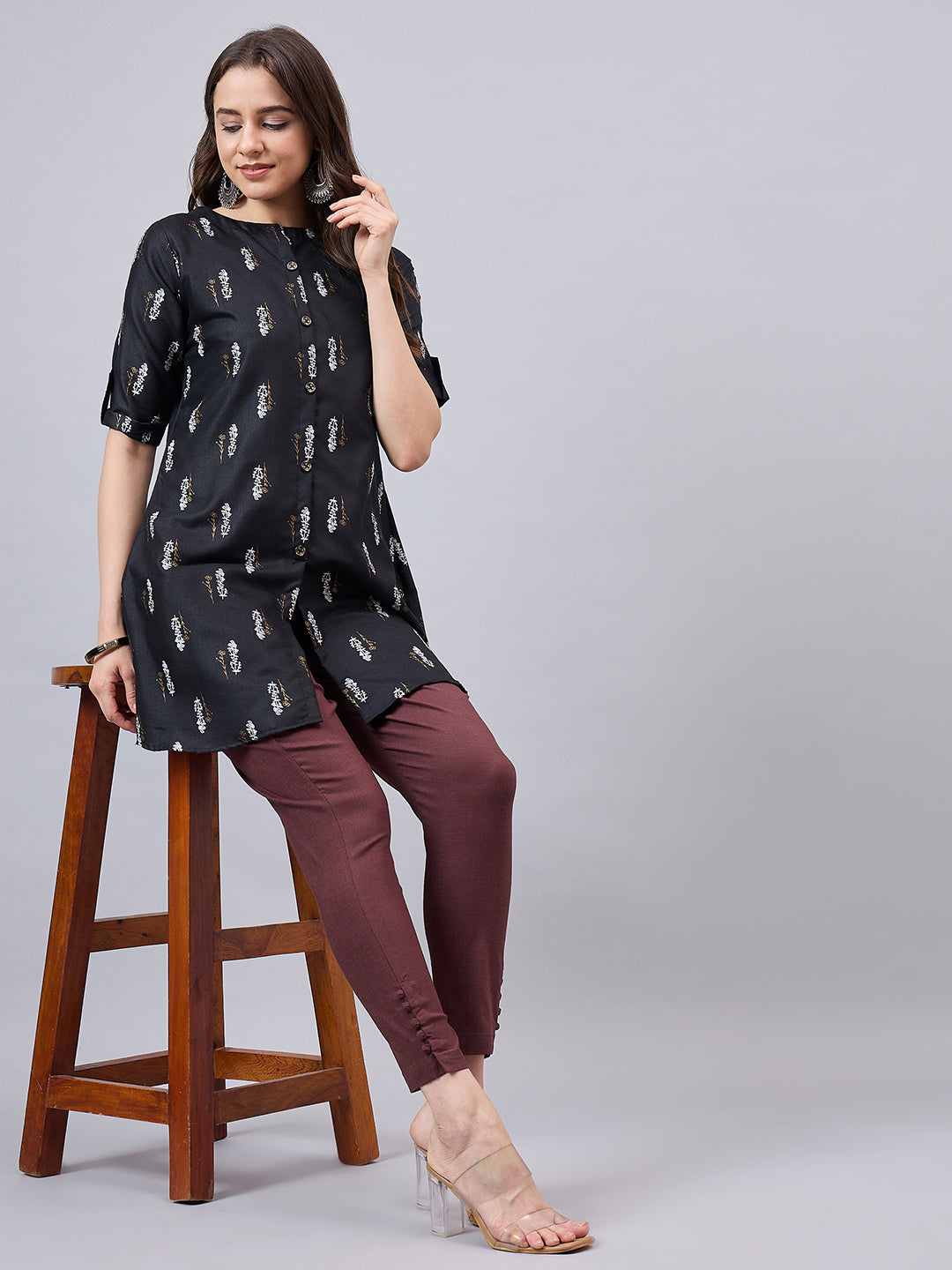 Brown Regular Fit Potli Pants