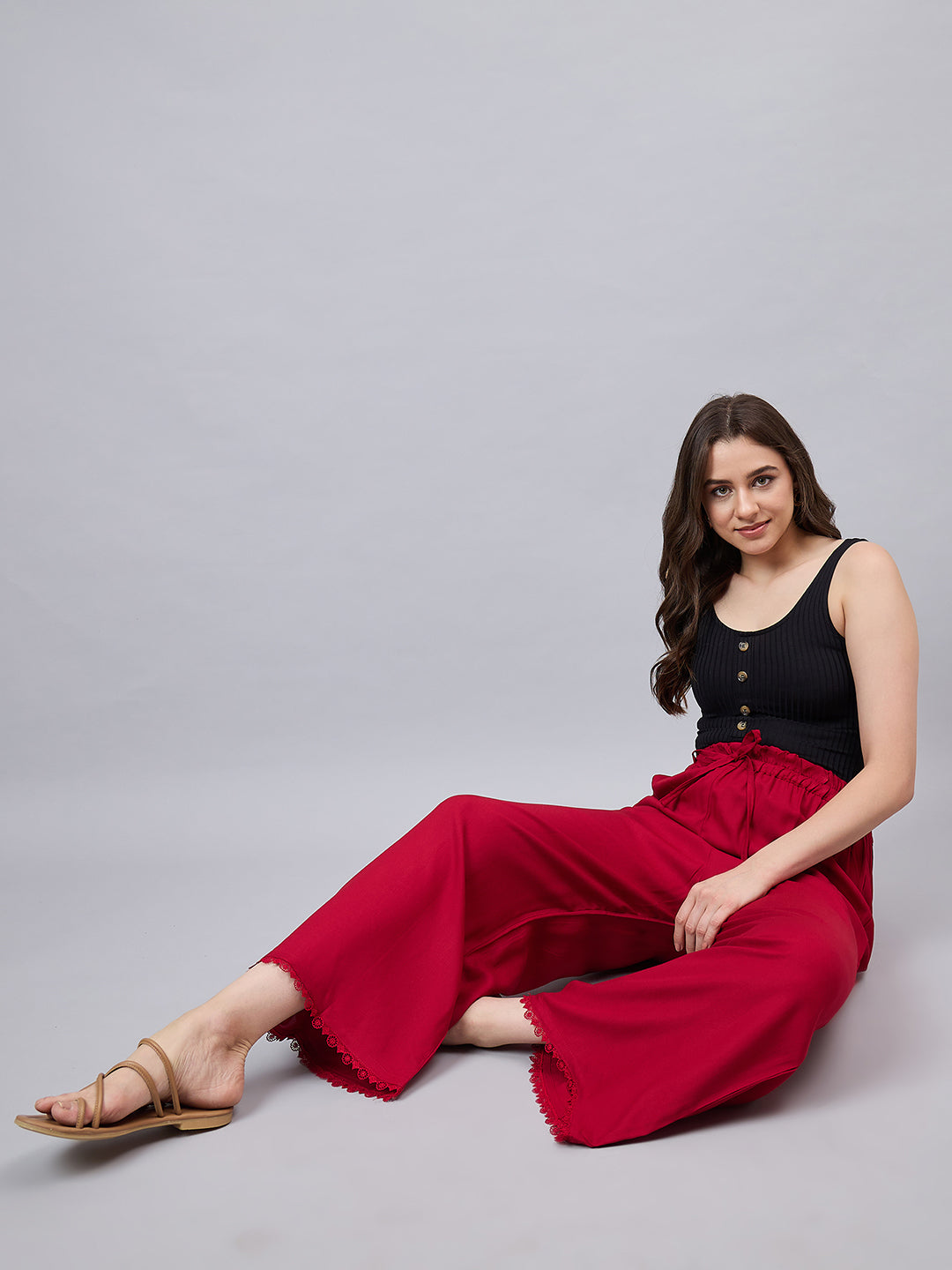 Maroon Lace Palazzos