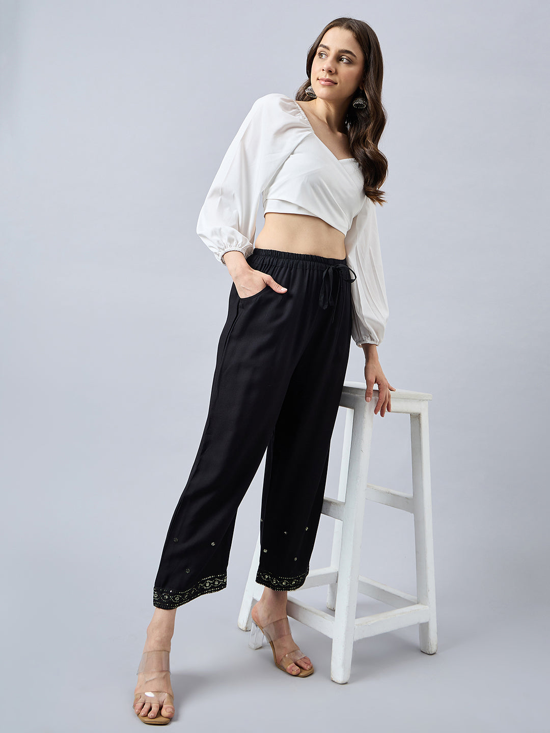 Black Embellished Palazzo