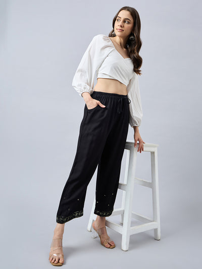 Black Embellished Palazzo