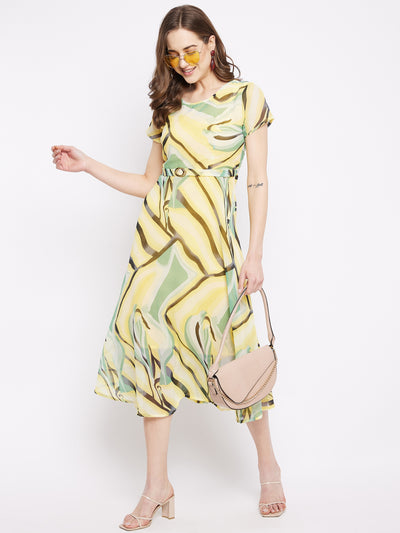 Round neck short dresses . yellow 2XL