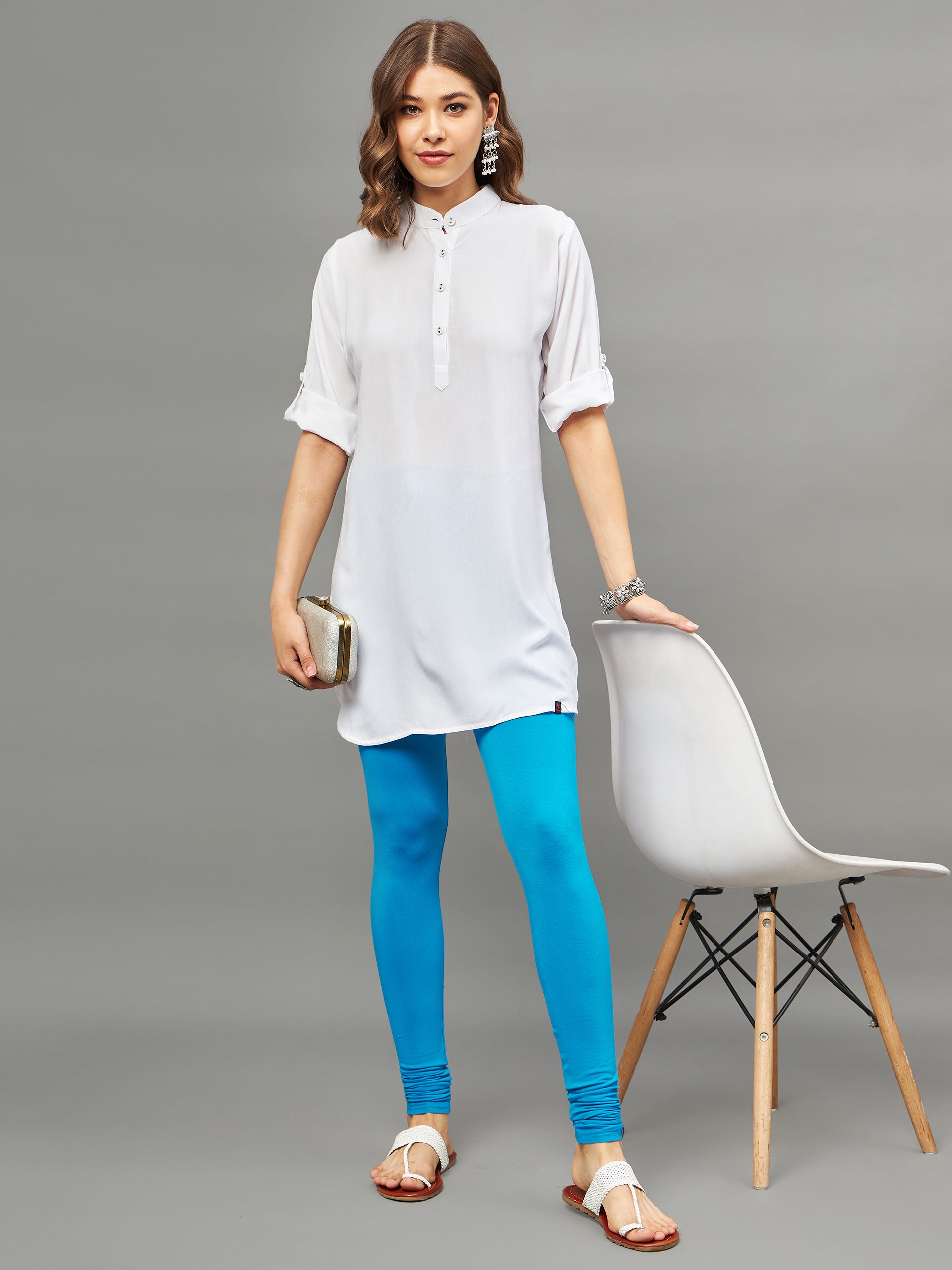 Bottle Green Solid Coloured Short Kurti - 32" Length