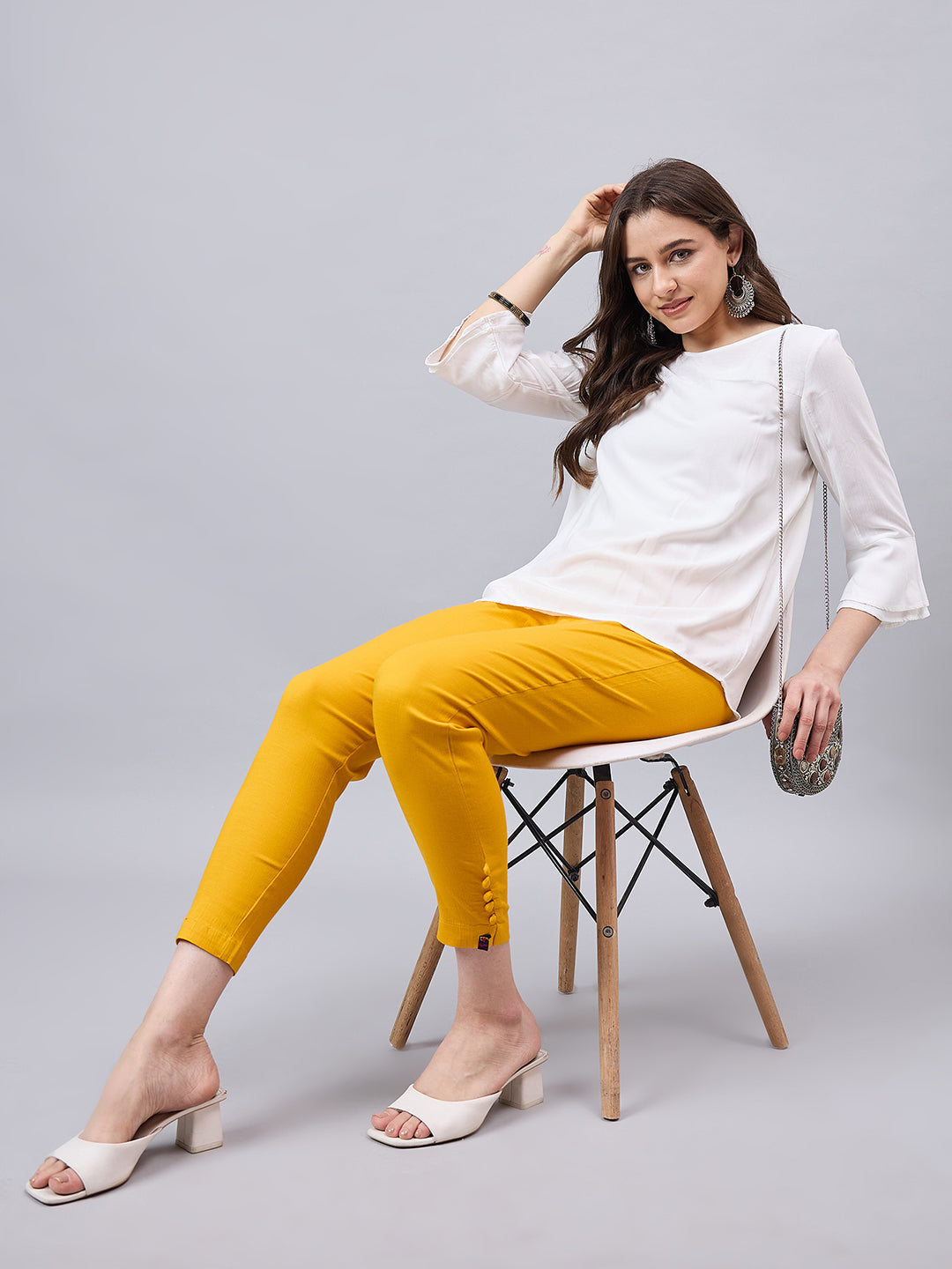 Baby Pink Regular Fit Potli Pants