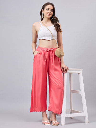 Peach Lace Palazzos
