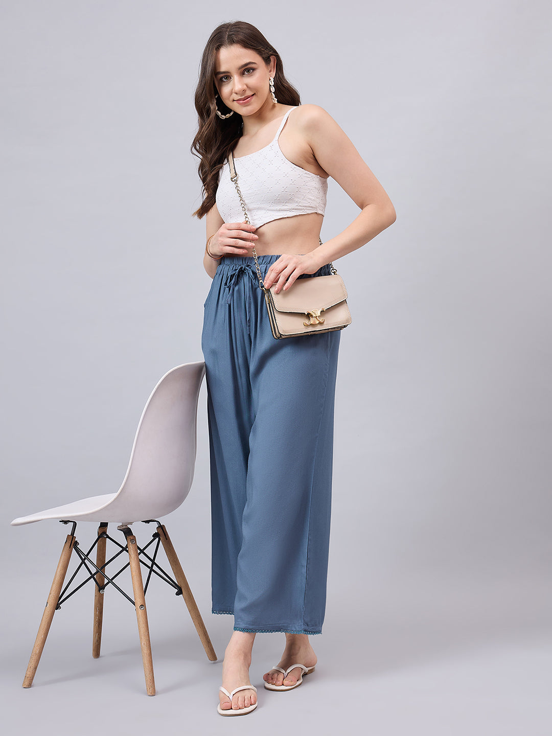 Light Grey Lace Palazzos