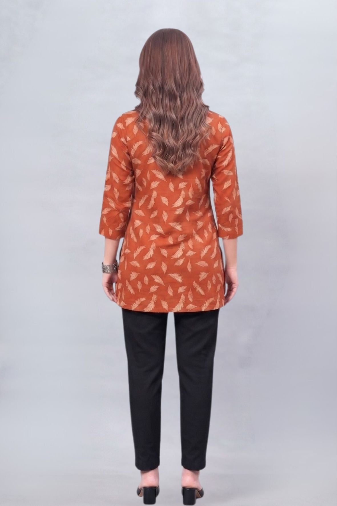 Autumn Leaf Cotton Short Printed Kurti