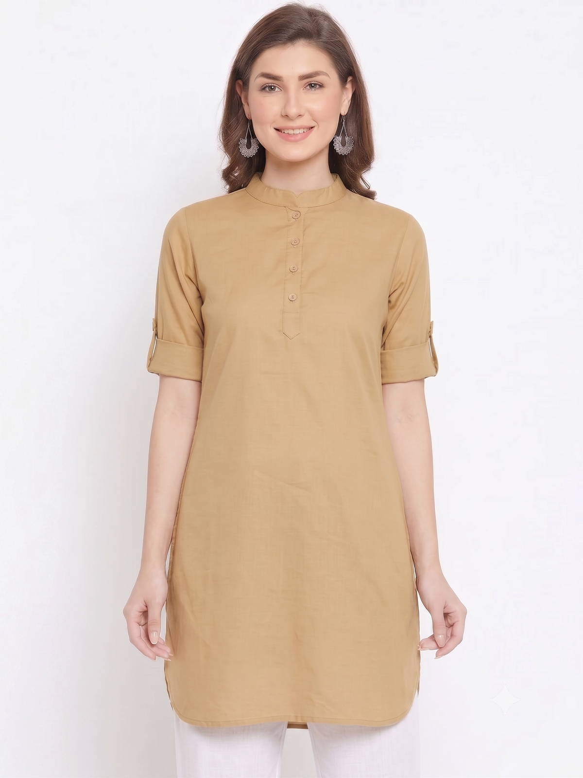 White Solid Color Kurti