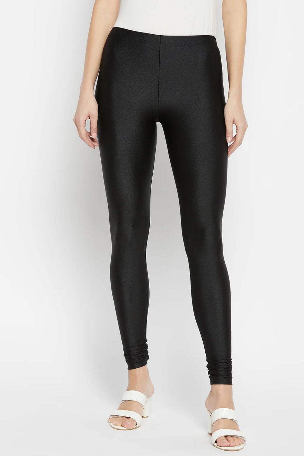 Black Metallic Leggings - Ankle Length