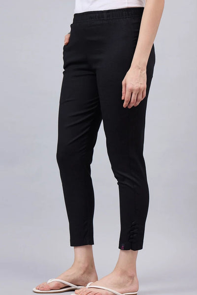 Black Regular Fit Potli Pants